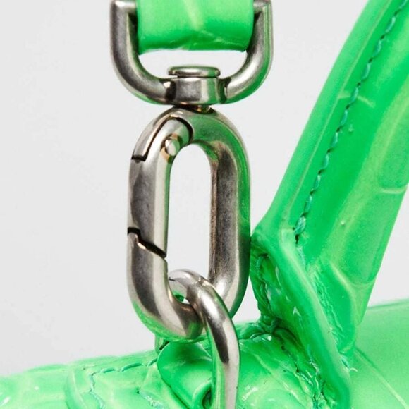 Balenciaga Bright Green Croc Embossed Leather Hourglass Crystal XS Top Handle... - Picture 6 of 12